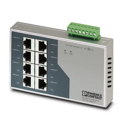 Phoenix Blocks - Phoenix Contact 2832771 24 VDC 8-Port Din Rail Industrial Ethernet Switch