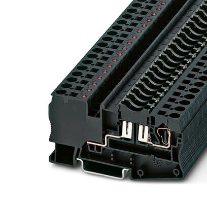 Phoenix Blocks - Phoenix Contact 3036505 24 Volt 30 Amp 28 to 10 AWG Black Polyamide Spring Cage Connection Fuse Modular Terminal Block