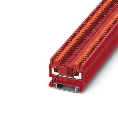 Phoenix Blocks - Phoenix Contact 3209512 800 Volt 24 Amp 26 to 12 AWG Red Polyamide Push-In Connection Feed-Through Terminal Block
