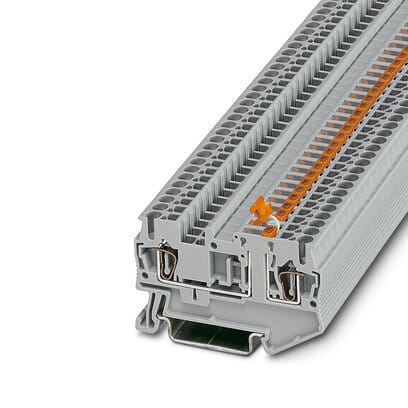 Phoenix Blocks - Phoenix Contact 3036343 400 Volt 20 Amp 28 to 12 AWG Gray Polyamide Spring Cage Connection Knife Disconnect Terminal Block