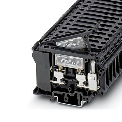 Phoenix Blocks - Phoenix Contact 3004265 24 Volt 10 Amp 26 to 8 AWG Black Polyamide Screw Connection Fuse Modular Terminal Block