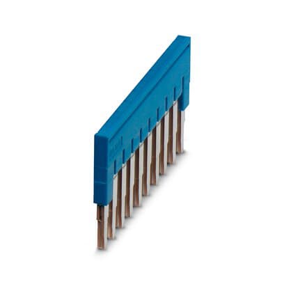Phoenix Blocks - Phoenix Contact 3036916 5.2 mm Pitch 24 Amp 10-Position Blue Copper Terminal Block Plug-In Bridge