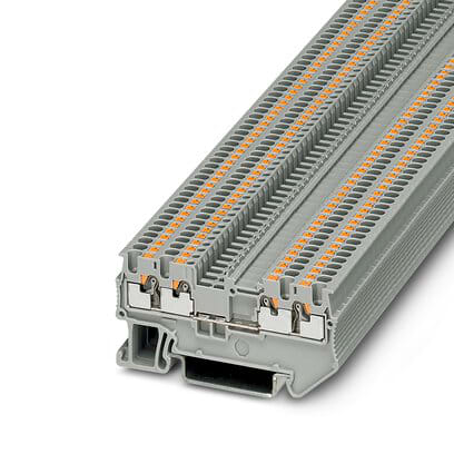 Phoenix Blocks - Phoenix Contact 3208197 500 Volt 17.5 Amp 26 to 14 AWG Gray Polyamide Push-In Connection Feed-Through Terminal Block