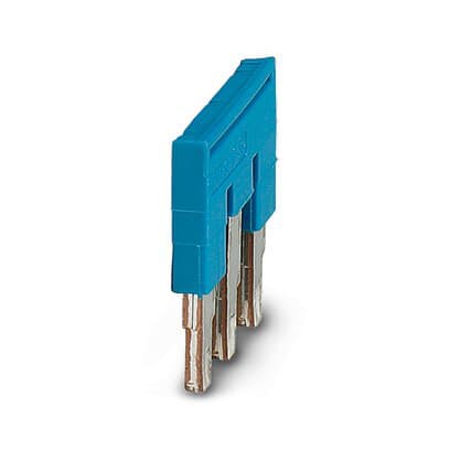 Phoenix Blocks - Phoenix Contact 3036880 5.2 mm Pitch 24 Amp 3-Position Blue Copper Terminal Block Plug-In Bridge