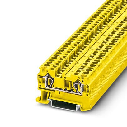Phoenix Blocks - Phoenix Contact 3037148 800 Volt 32 Amp 28 to 10 AWG Yellow Polyamide Spring Cage Connection Feed-Through Terminal Block