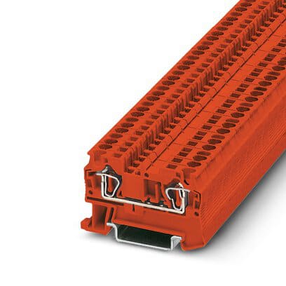 Phoenix Blocks - Phoenix Contact 3037151 800 Volt 32 Amp 28 to 10 AWG Red Polyamide Spring Cage Connection Feed-Through Terminal Block