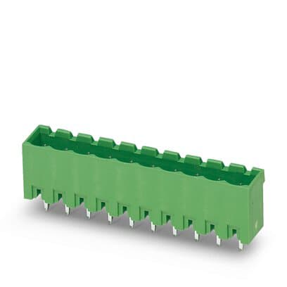 Phoenix Blocks - Phoenix Contact 1755817 320 Volt 12 Amp 5.08 mm Pitch 10-Position Green Polyamide Wave Soldering Base Strip
