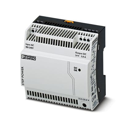 Phoenix Blocks - Phoenix Contact 2868677 100 to 240 VAC Input 24 VDC 3.8 Amp Output 91.2 W IP20 Din Rail Mount 1-Phase Power Supply Unit