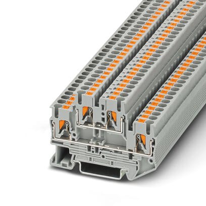 Phoenix Blocks - Phoenix Contact 3210567 500 Volt 22 Amp 26 to 12 AWG Gray Polyamide Push-In Connection Feed-Through Terminal Block