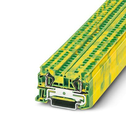 Phoenix Blocks - Phoenix Contact 3031380 8000 Volt 28 to 10 AWG Green/Yellow Polyamide Spring Cage Connection Ground Modular Terminal Block