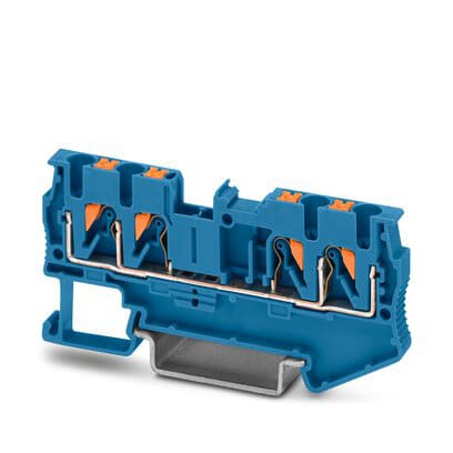 Phoenix Blocks - Phoenix Contact 3209581 800 Volt 24 Amp 26 to 12 AWG Blue Polyamide Push-In Connection Feed-Through Terminal Block