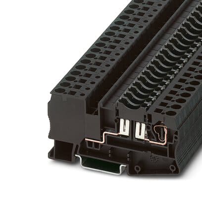 Phoenix Blocks - Phoenix Contact 3036372 400 Volt 30 Amp 28 to 10 AWG Black Polyamide Spring Cage Connection Fuse Modular Terminal Block