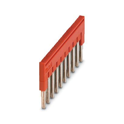 Phoenix Blocks - Phoenix Contact 3030213 5.2 mm Pitch 24 Amp 10-Position Red Copper Terminal Block Plug-In Bridge