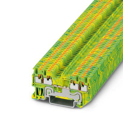 Phoenix Blocks - Phoenix Contact 3208333 8000 Volt 20 to 14 AWG Green/Yellow Polyamide Quick Connection Ground Modular Terminal Block