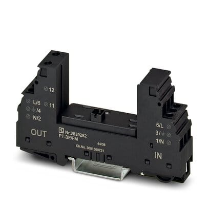 Phoenix Blocks - Phoenix Contact 2839282 240 VAC 20 Amp Black Screw Connection Type 3 Surge Protection Base Element