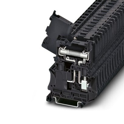 Phoenix Blocks - Phoenix Contact 3046401 630 Volt 10 Amp 24 to 8 AWG Black Polyamide Screw Connection Lever Fuse Modular Terminal Block