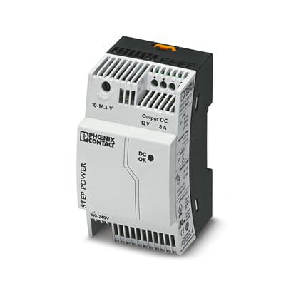 Phoenix Blocks - Phoenix Contact 2868570 100 to 240 VAC Input 12 VDC 3 Amp Output 36 W IP20 Din Rail Mount 1-Phase Power Supply Unit