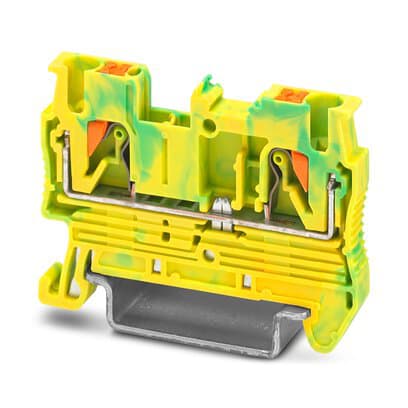 Phoenix Blocks - Phoenix Contact 3209536 26 to 12 AWG Green/Yellow Polyamide Push-In Connection Ground Modular Terminal Block