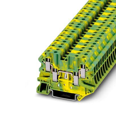 Phoenix Blocks - Phoenix Contact 3044597 6000 Volt 26 to 10 AWG Green/Yellow Polyamide Screw Connection Ground Modular Terminal Block