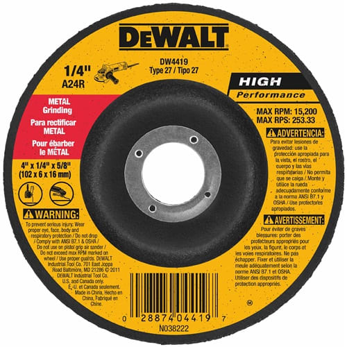 DeWalt Tools - DeWalt DW4523 4-1/2" x 1/4" x 5/8"-11 High Performance Metal Grinding Wheel