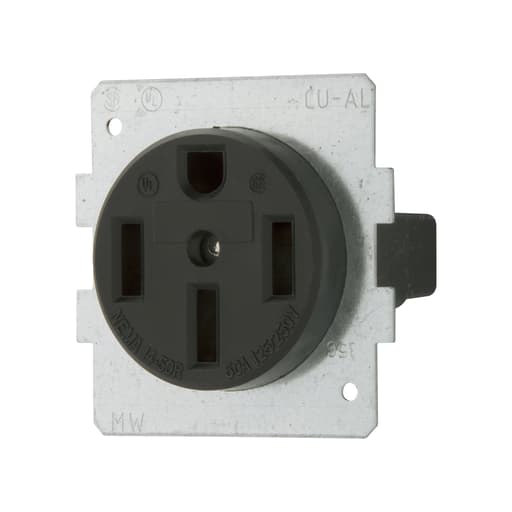 Cooper Wiring Device Arrow/Eagle - Eaton 1258-SP Single Flush Receptacle, 50A 125/250V 3P4W - Black