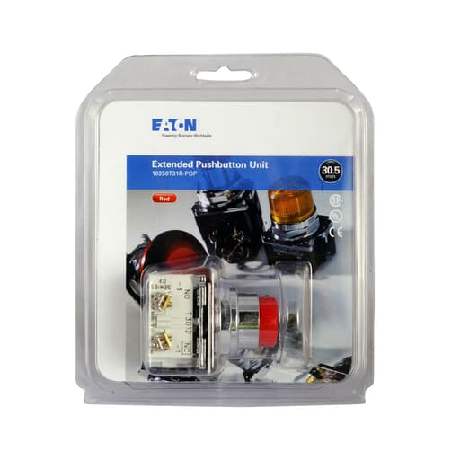 Cutler-Hammer / Eaton - Eaton Electrical 10250T31R-POP 30.5 mm 600 VAC 1NO 1NC Momentary Red Die-Cast Zinc IP65 Extended Non-Illuminated Push Button