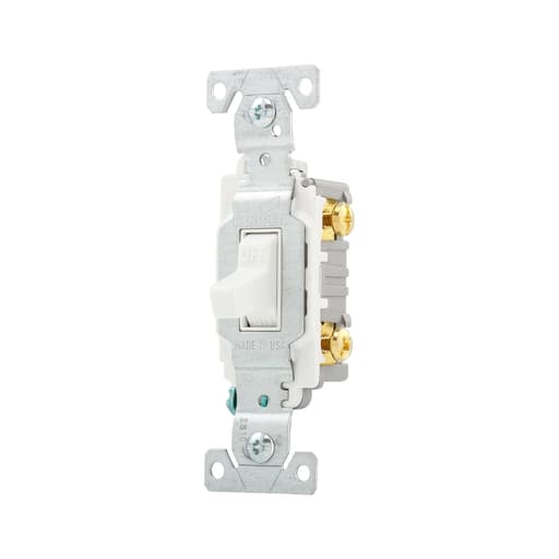 Cooper Wiring Device Arrow/Eagle - Eaton CS120W 20A SP Toggle Switch, Side Wire, 120/277V, Commercial Grade - White