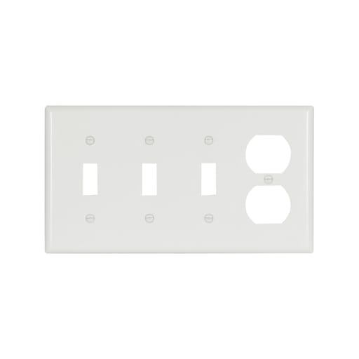 Cooper Wiring Device Arrow/Eagle - CWD 2174W-BOX WALLPLATE 4G 3TOG/DUP THERMOSET STD WH