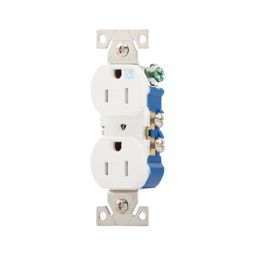 Cooper Wiring Device Arrow/Eagle - Eaton Wiring Devices TWR270W 15 Amp 125 VAC 2-Pole 3-Wire NEMA 5-15R White Duplex Receptacle