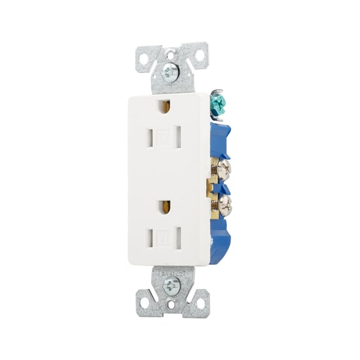 Cooper Wiring Device Arrow/Eagle - CWD TR1107W RECP TR DECO DUPLEX 15A 125V 2P3W WH