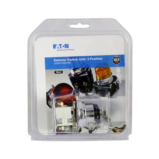 Cutler-Hammer / Eaton - Eaton Electrical 10250T21KB 30.5 mm 600 VAC 2NO 3-Position Black Maintained Knob Non-Illuminated Selector Switch