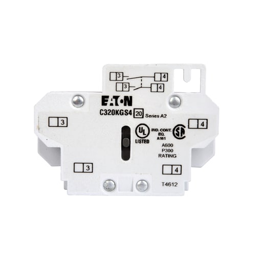 Cutler-Hammer / Eaton - Eaton Electrical C320KGS4 600 VAC 10 Amp 250 VDC 0.55 Amp 2NO Snap-On Terminal Contactor Auxiliary Contact