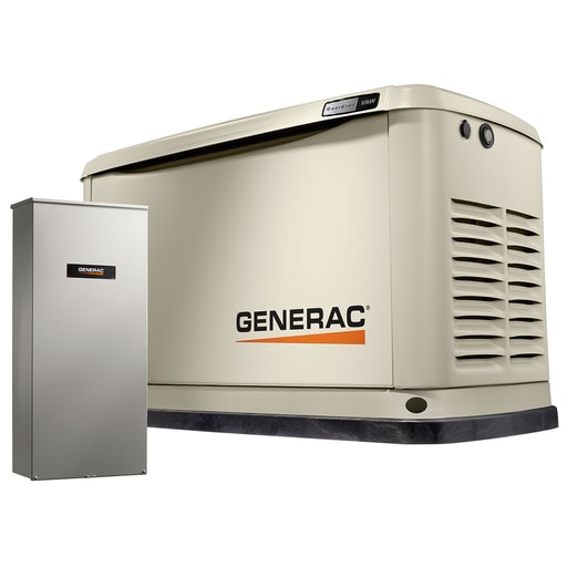 Generac Power Systems Inc - Generac 7172 10kW Residential Air-Cooled Standby Generator w/ 16 Circuit Automatic Transfer Switch, SAE Weather Protective Enclosure