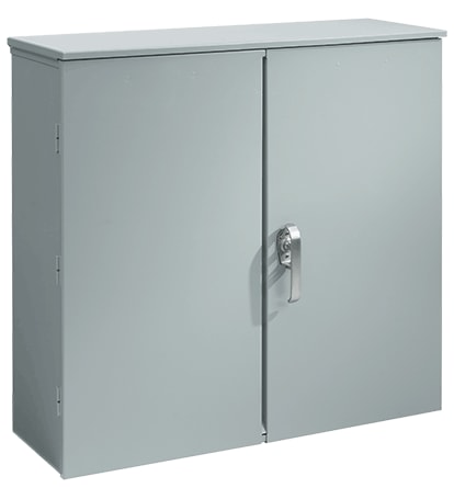 nVent Hoffman - Hoffman A404014CTDP Hinged Double-Door with Three-Point Latch and Wood Panel, 40" x 40" x 14", Steel