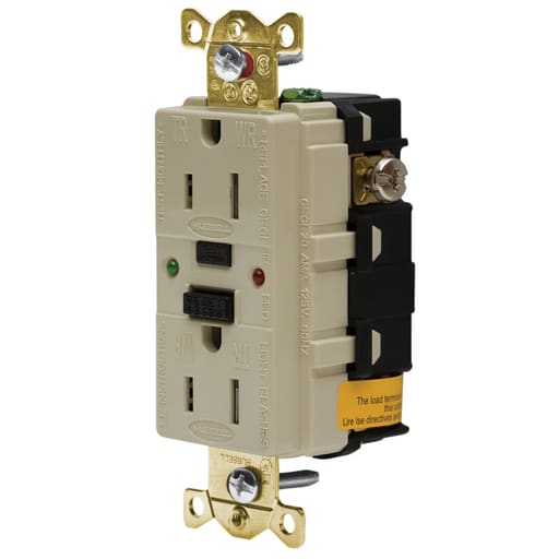 Hubbell Wiring Device - Hubbell GFR5262SGI15A/125V INDL. TAMPER ST GFCI, IVORY