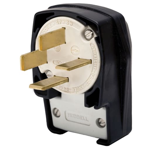 Hubbell Wiring Device - Hubbell HBL8352C Plug, 4P4W, 50A 120/208V, 18-50P, B/W