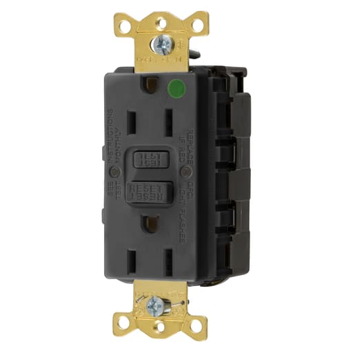 Hubbell Wiring Device - Hubbell GFRST82SNAPBK15A COMM HG SELF TEST SNAP GFR BLACK
