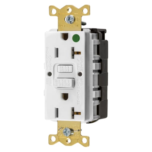 Hubbell Wiring Device - Hubbell GFRST83SNAPW20A COMM HG SELF TEST SNAP GFR WHITE