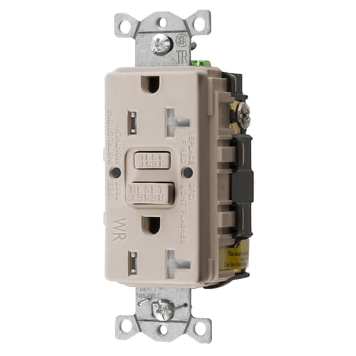 Hubbell Wiring Device - Hubbell GFTWRST20LA 20 Amp 125 Volt 2-Pole 3-Wire NEMA 5-20R Light Almond GFCI Receptacle