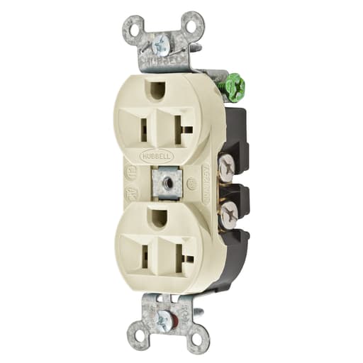 Hubbell Wiring Device - Hubbell 5362AL Receptacle, DUP SB, HUBPRO, 20A 125V, FG , AL