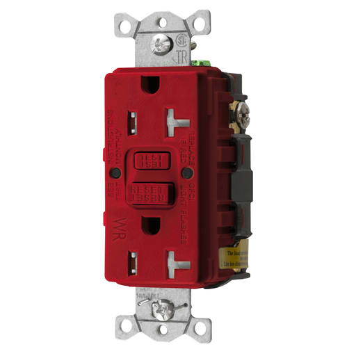 Hubbell Wiring Device - Hubbell GFTWRST20R20A COMM SELF TEST TRWR GFR RED