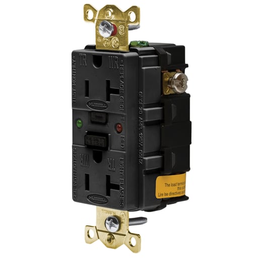 Hubbell Wiring Device - Hubbell GFR5362SGBK20A/125V INDL. TAMPER ST GFCI, BLACK