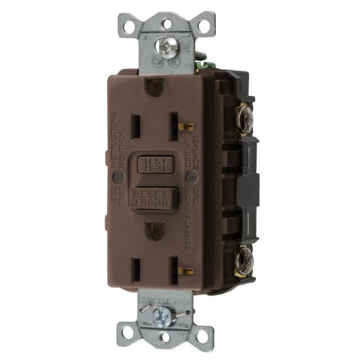Hubbell Wiring Device - Hubbell GFRST20 20 Amp 125 Volt 2-Pole 3-Wire NEMA 5-20R Brown GFCI Receptacle