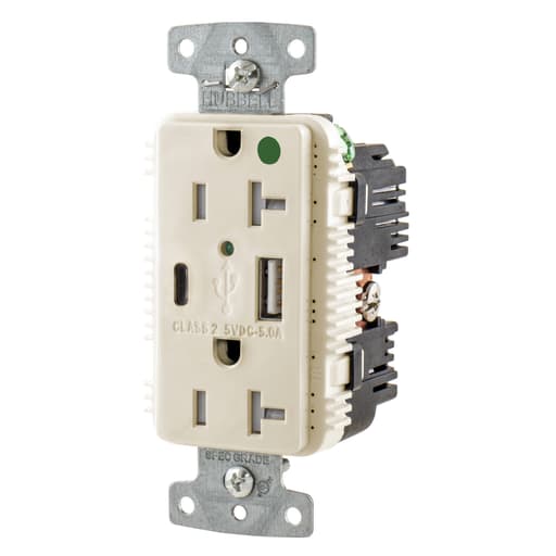 Hubbell Wiring Device - HWDK USB8300AC5LA RCPT HG DUP 20A 1