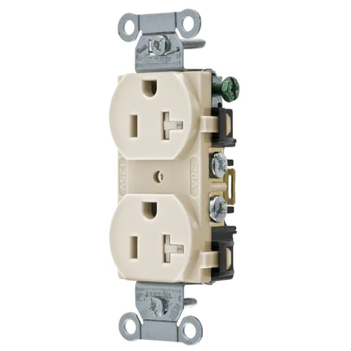 Hubbell Wiring Device - Hubbell BR20ALTR T-RES, COM GRD, 20A 125V, 5-20R, AL, B+S