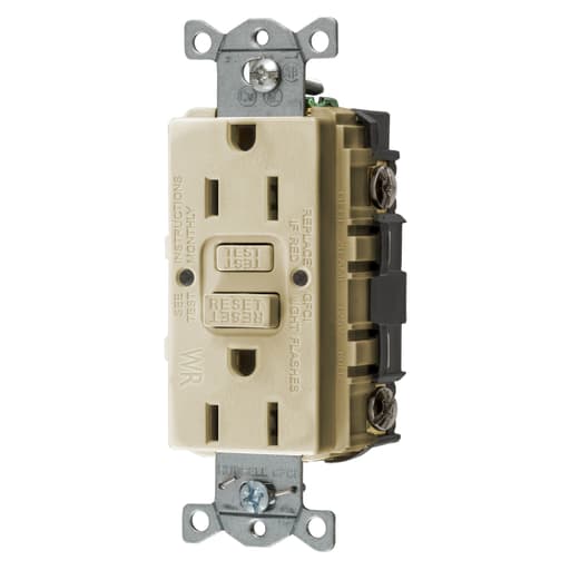 Hubbell Wiring Device - Hubbell GFWRST15I15A COMM SELF TEST WR GFR IVORY