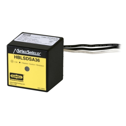 Hubbell Wiring Device - Hubbell HBLSDSA36 1-Phase 3-Wire 120/240 Volt Back Nipple Mount Wired-In Surge Arrester