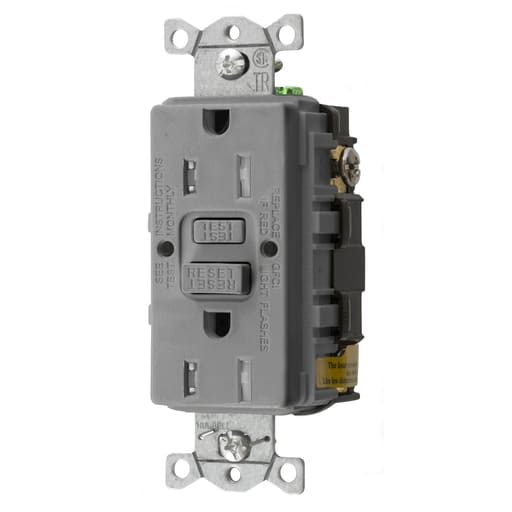 Hubbell Wiring Device - Hubbell GFTRST15GY15A COMM SELF TEST TR GFR GRAY