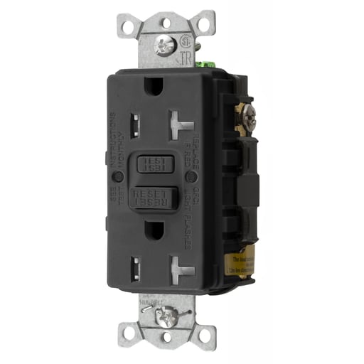Hubbell Wiring Device - Hubbell GFTRST20BK20A COMM SELF TEST TR GFR BLACK