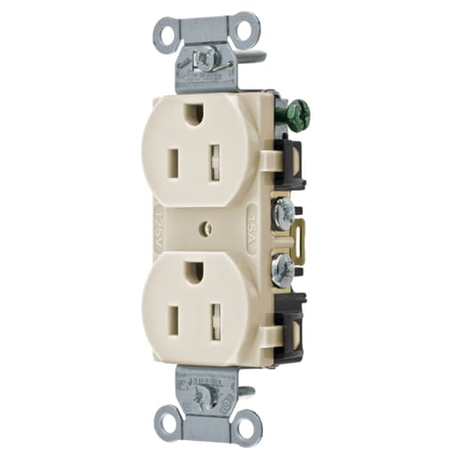 Hubbell Wiring Device - Hubbell BR15ALTR T-RES, COM GRD, 15A 125V, 5-15R, AL, B+S
